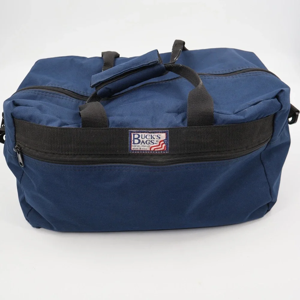 Buck's Bags Duffel Bag Unisex Medium Navy Blue Made in USA Canvas Utility Rugged